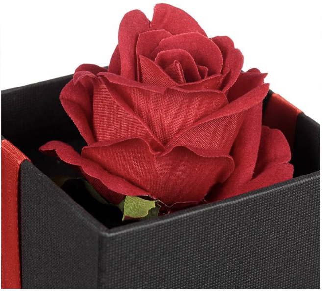 Cutie Decorativa Neagra cu Trandafir Rosu 9x9x10.5cm