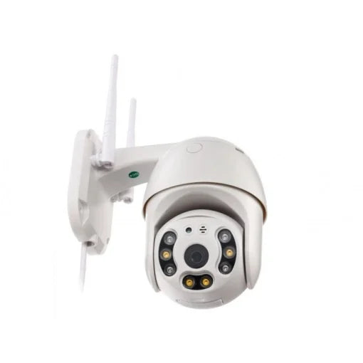 Camera de supraveghere FULL HD, vizualizare 360°, monitorizare non-stop, inregistrare audio-video, full color pentru interior sau exterior, detectie PIR a corpului uman, proiector automat, alb