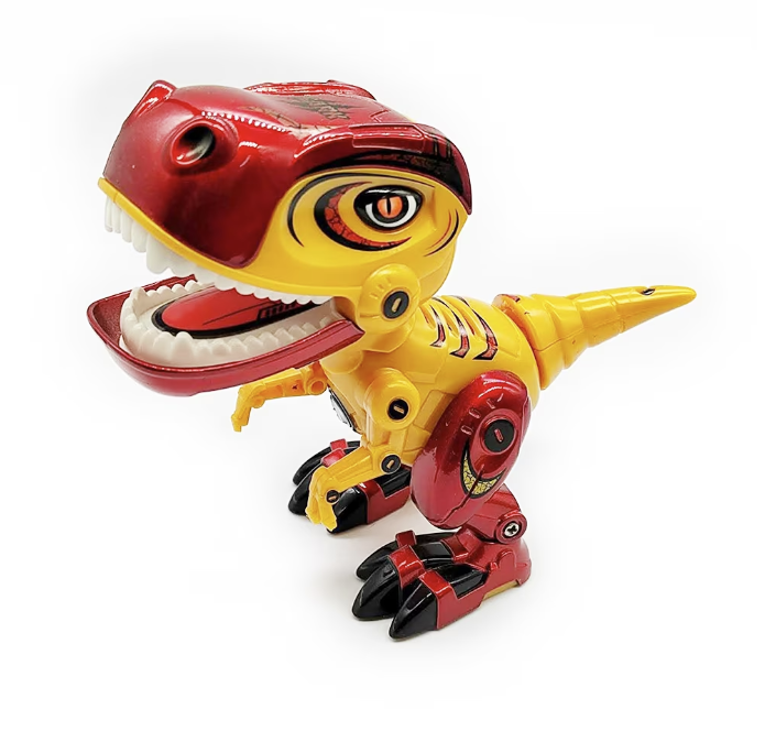 Figurina Dinozaur din Metal si Plastic , Misca capul si coada, Lumini si sunete realistice, 12 cm
