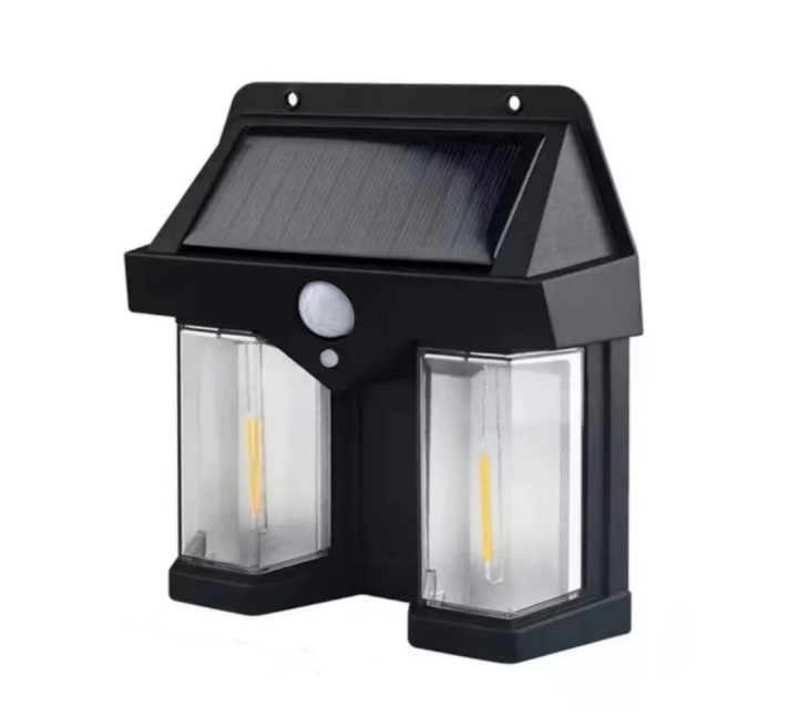 Lampa solara de exterior, Cu Senzor de miscare si lumina, 3 moduri functionare, rezistente la apa, alimentat cu energie solara pentru curte sau gradina, Lumina calda