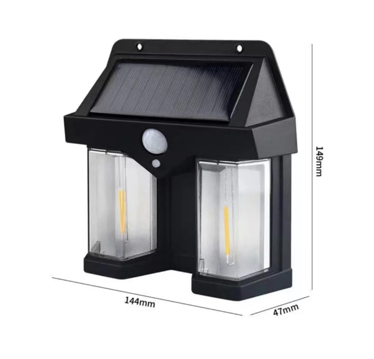 Lampa solara de exterior, Cu Senzor de miscare si lumina, 3 moduri functionare, rezistente la apa, alimentat cu energie solara pentru curte sau gradina, Lumina calda