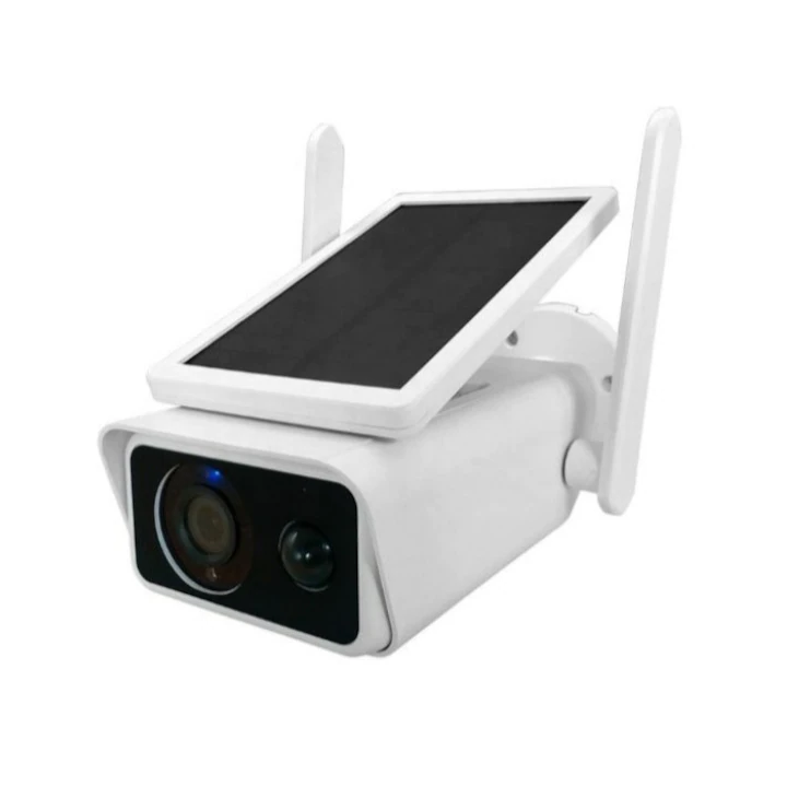 Camera de supraveghere, Cam, WIFI, Incarcare solara, Wireless, Full HD, 2 antene, Impermeabil, Alb