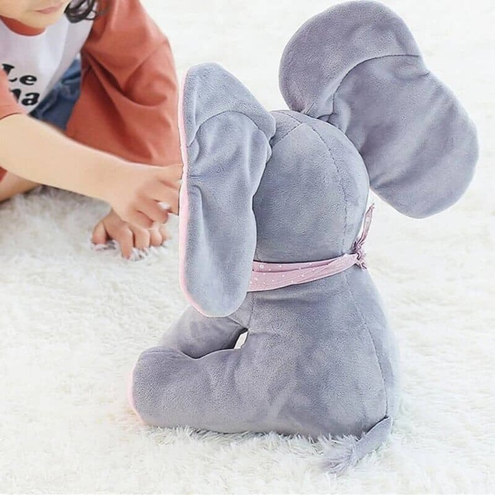 Jucarie plus Elefant Cucu-Bau interactiv muzical, 30 cm 