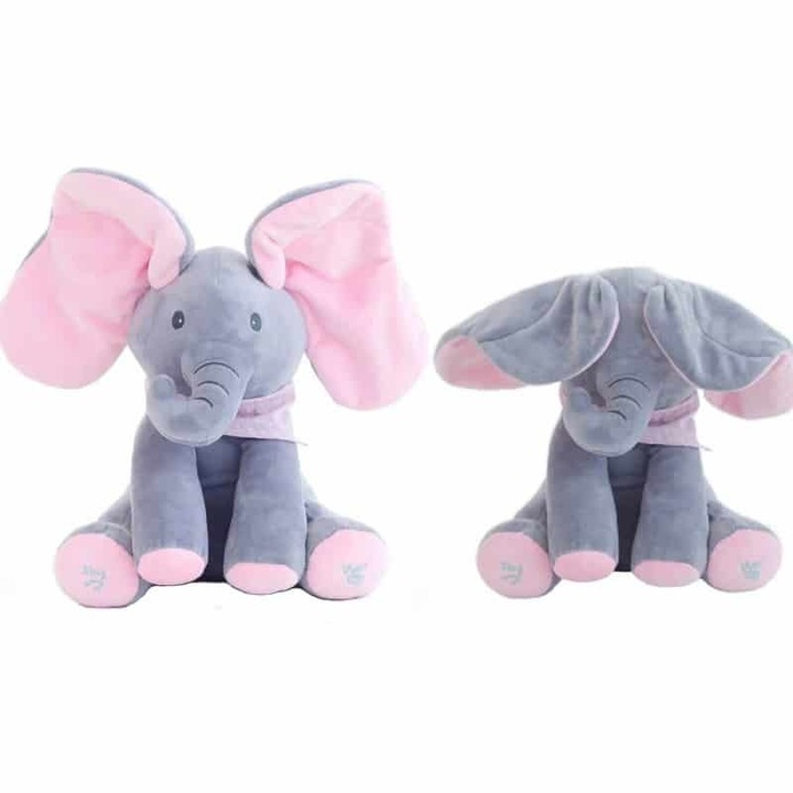 Jucarie plus Elefant Cucu-Bau interactiv muzical, 30 cm 
