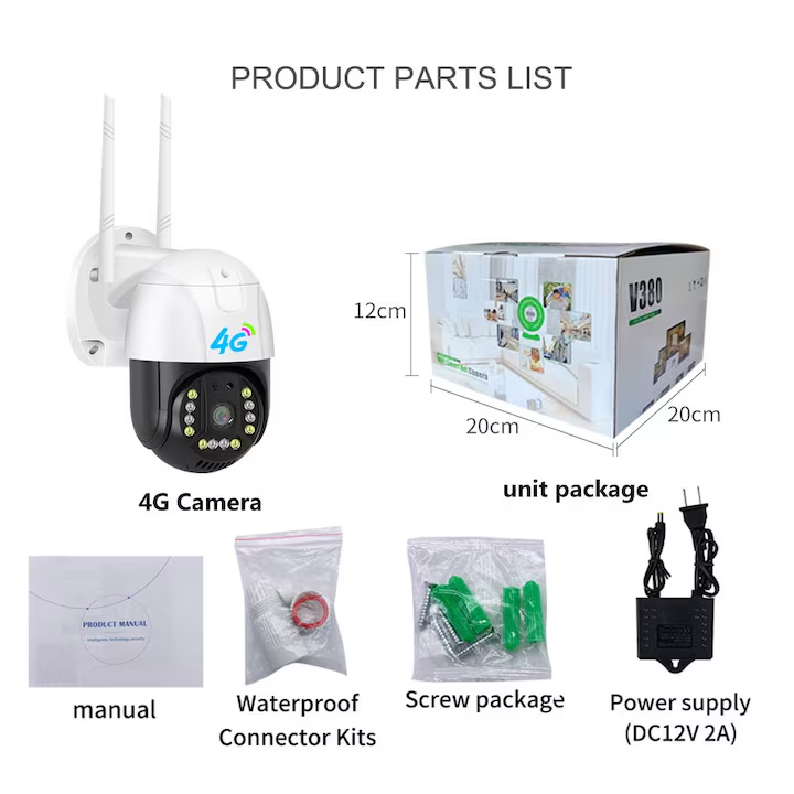 Camera Supraveghere video cu SIM, conexiune 4G 3MP 1280 x 720, intelligent tracking, PTZ, Lan, DVR, NVR Micro SD, Rotire, Alarma miscare, Interior & Exterior