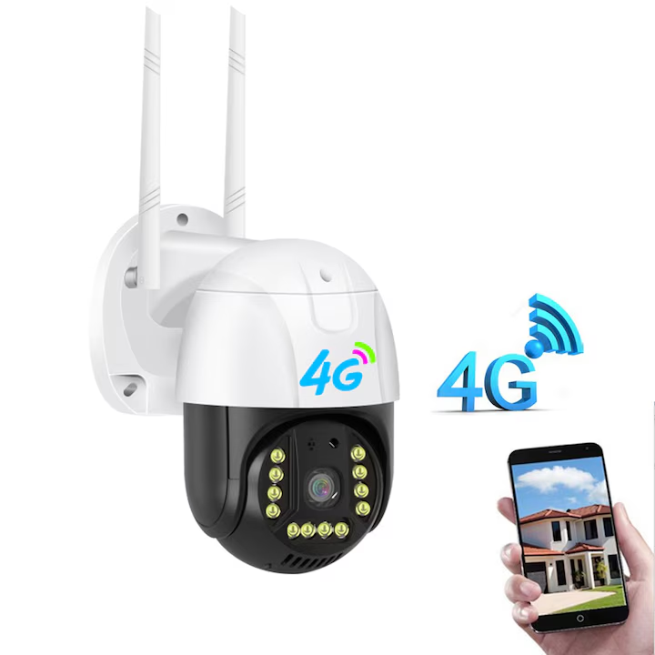 Camera Supraveghere video cu SIM, conexiune 4G 3MP 1280 x 720, intelligent tracking, PTZ, Lan, DVR, NVR Micro SD, Rotire, Alarma miscare, Interior & Exterior