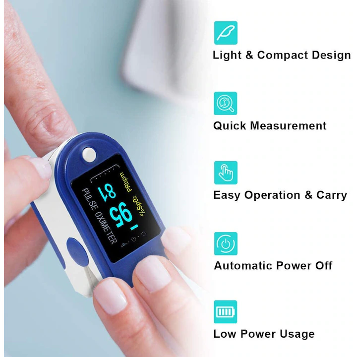 Pulsoximetru, Display Digital OLED, Masurare Saturatie Oxigen, Masurare Puls, Pentru Deget