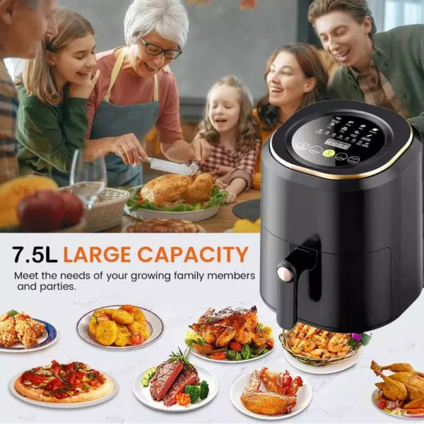 Friteuza fara ulei cu aer cald, 1400 W, functie de coacere, prajire, 7,5L air fryer