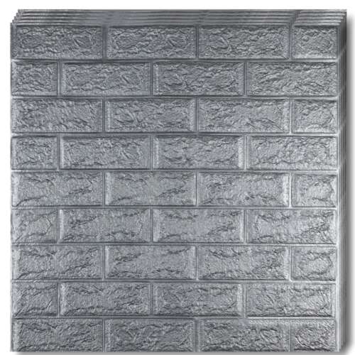 Tapet Caramida 3D, autoadeziv, waterproof, usor de montat, design modern, 70x77 cm, gri