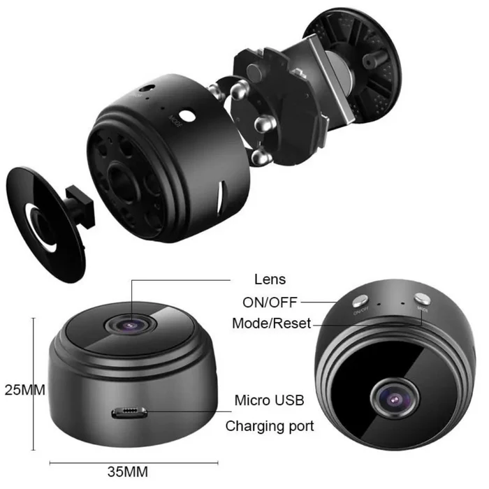 Mini Camera de Supraveghere, Functie Audio/Video, Night Vision, Wifi, Full HD 1080p + Tableta grafica rescriptibila pentru desen, 8.5-inch, Creion, Buton Stergere