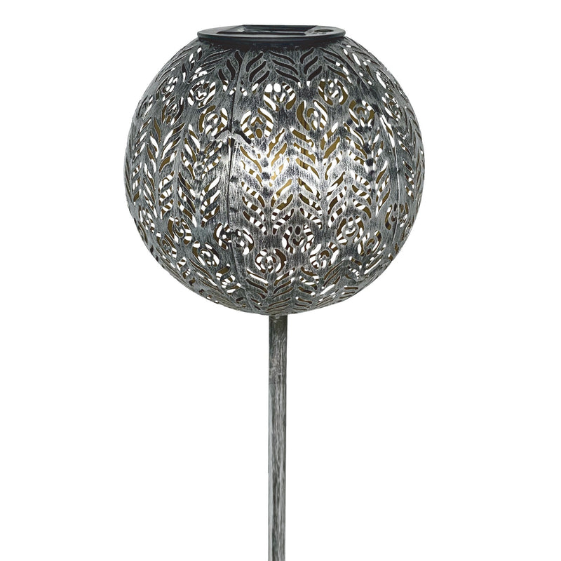 Lampa solara cu lumina calda Hoff, glob metal, H 53 cm