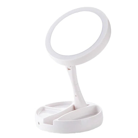 Oglinda rotunda machiaj cu iluminare LED reglabila si cu marire 10x