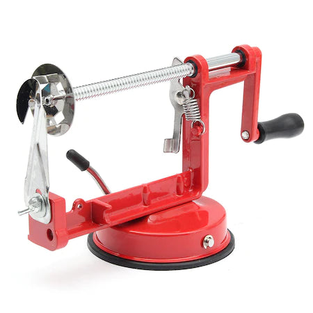 Aparat taiat in spirala, rosu, inox, ideal pentru cartofi, mere