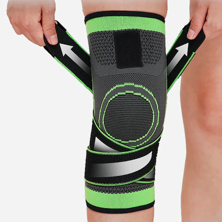 Genunchiera elastica ajustabila cu bretele elastice, bandaj pentru genunchi cu compresie respirabila marca ,1 Bucata Verde cu Negru