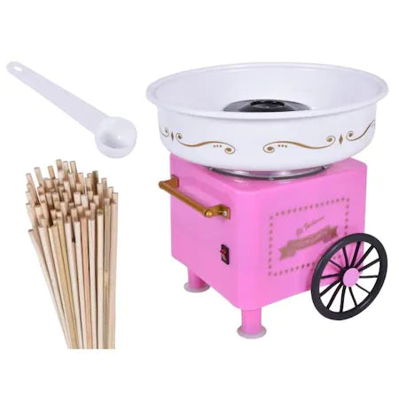 Aparat de Facut Vata de Zahar,cu 200 Bete Incluse, 500W, Culoare Roz , Model Nostalgia