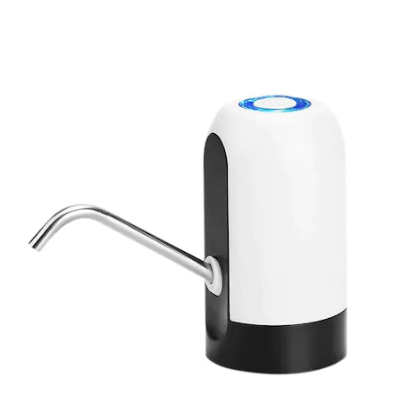 Pompa electrica pentru bidon de apa, dozator de apa portabil, reincarcabila, cablu USB, alb/negru, 12x7.5 cm