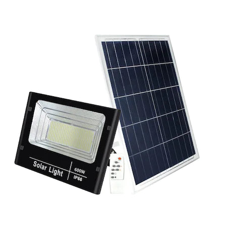 Proiector LED cu Panou Solar pentru Incarcare, cu Telecomanda, 600W, IP66