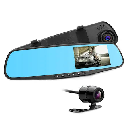 Camera Video Auto Discreta tip Oglinda cu Doua Camere Full HD Fata/Spate , Model Slim 9mm Grosime