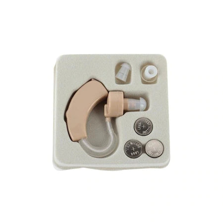 Aparat auditiv Cyber Sonic, pentru hipoacuzie severa, audiere pana la 40dB, 6 trepte de volum, Crem