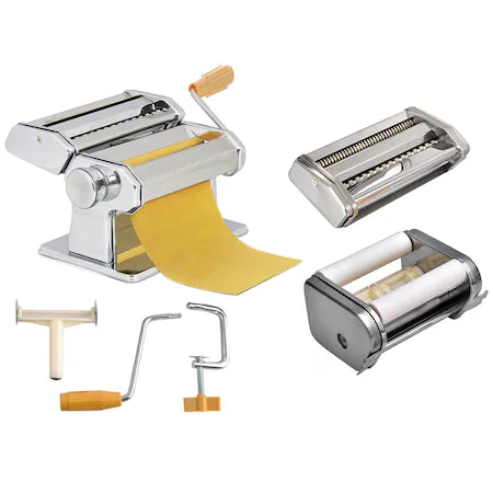 Masina 3-in-1 pentru Facut Taitei, Paste si Ravioli din Otel Inoxidabil, 9 Latimi Diferite