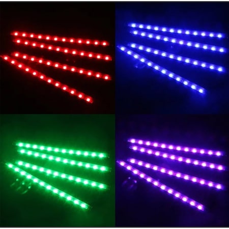 Lumini ambientale auto, intensitate reglabila, kit 4 benzi 12 SMD RGB cu telecomanda