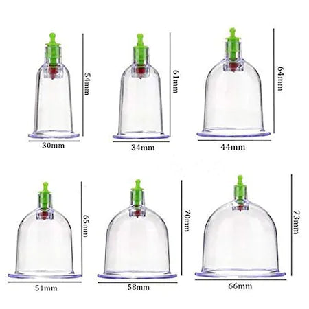Set 12 Ventuze pentru Masaj, Pompa cu Vacuum, Functie Terapeutica, Transparente
