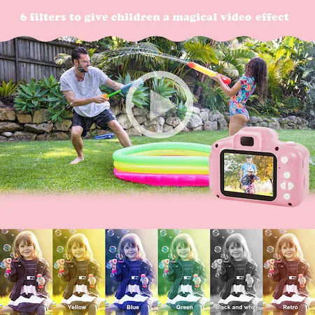 Camera foto digitala pentru copii, Card TF 16G, functie foto/1300W pixeli, Video 1080P, roz