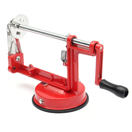 Aparat taiat in spirala, rosu, inox, ideal pentru cartofi, mere