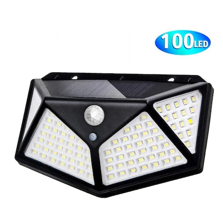 Lampa Cu Incarcare Solara 100 LED-uri Cu Senzor De Miscare, Clasa De Protectie IP65, Incarcare in 8 ore, Negru