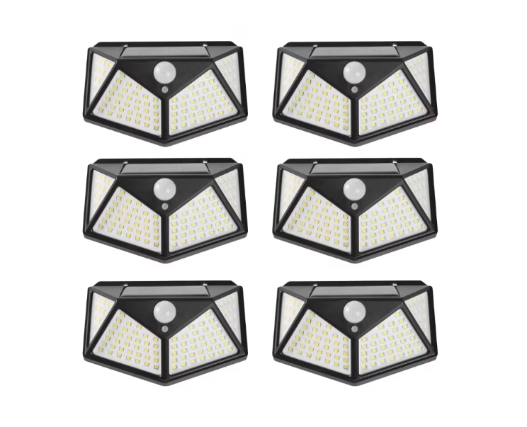 Lampa Cu Incarcare Solara 100 LED-uri Cu Senzor De Miscare, Clasa De Protectie IP65, Incarcare in 8 ore, Negru