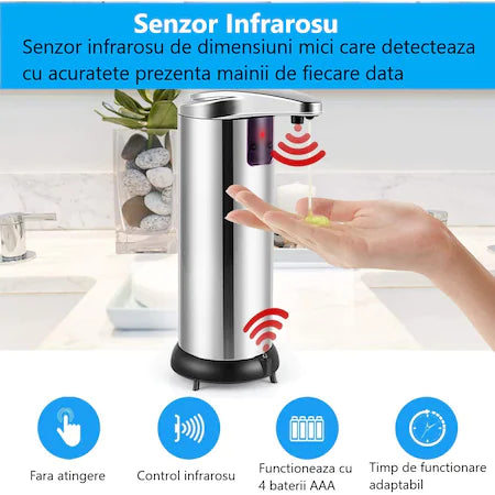 Dozator automat sapun, 250 ml, 5 W, inox