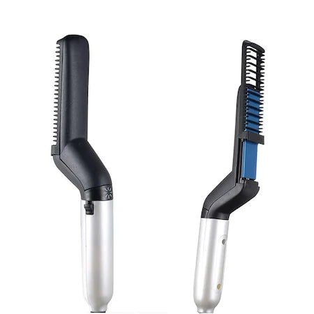 Mini placa pentru indreptat parul si barba 2in1, pentru barbati, incalzire rapida, alb & negru